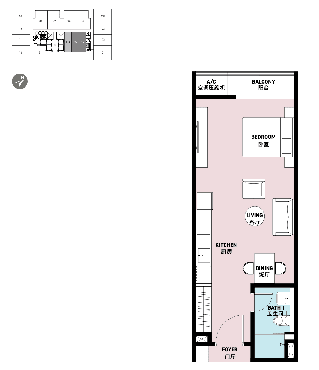 Floor plan for Type A — Studio