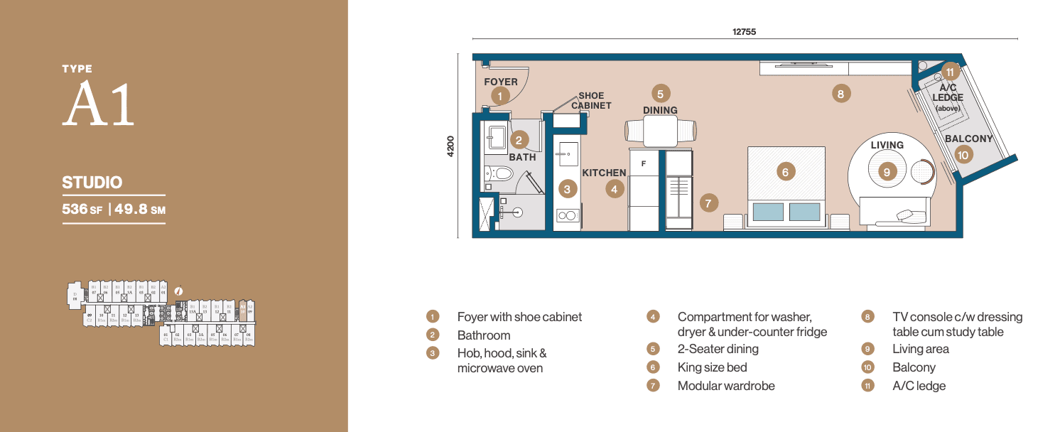 Floor plan for Type A1